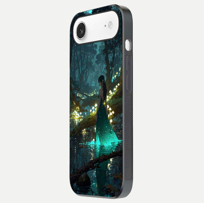 Enchanted Forest Glow Glass Case for iPhone Air  side-angle image capturing shine reflection and rich detail