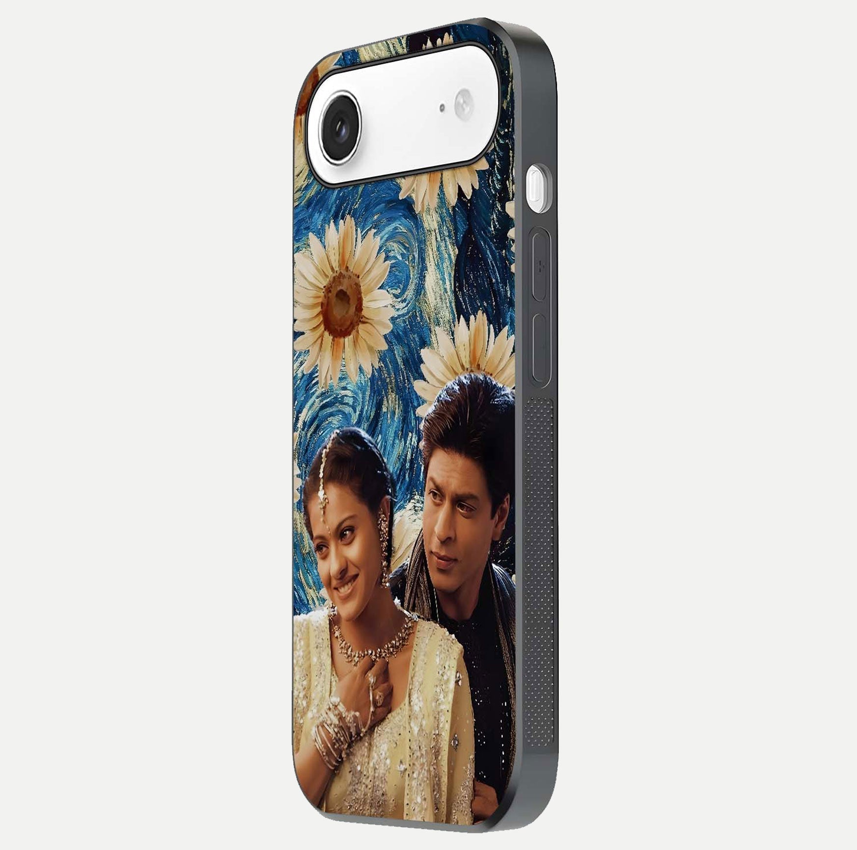 Eternal Love Story Glass Case for iPhone Air  side-angle photo showing curved edges and polished surface