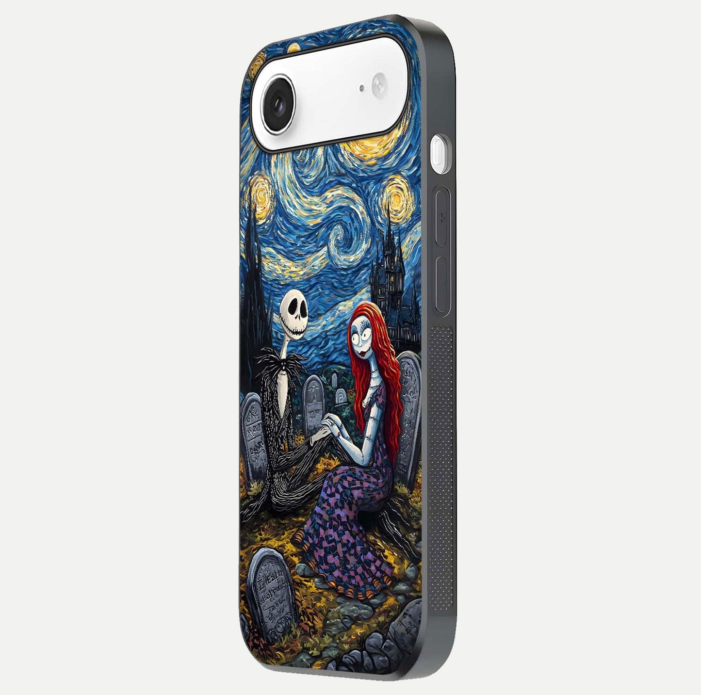 Eternal Night Love Glass Case for iPhone Air  side-angle photo showing edge shine and soft reflection