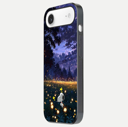 Firefly Meadow Magic Glass Case for iPhone Air  side-angle image capturing glow reflection and fine texture
