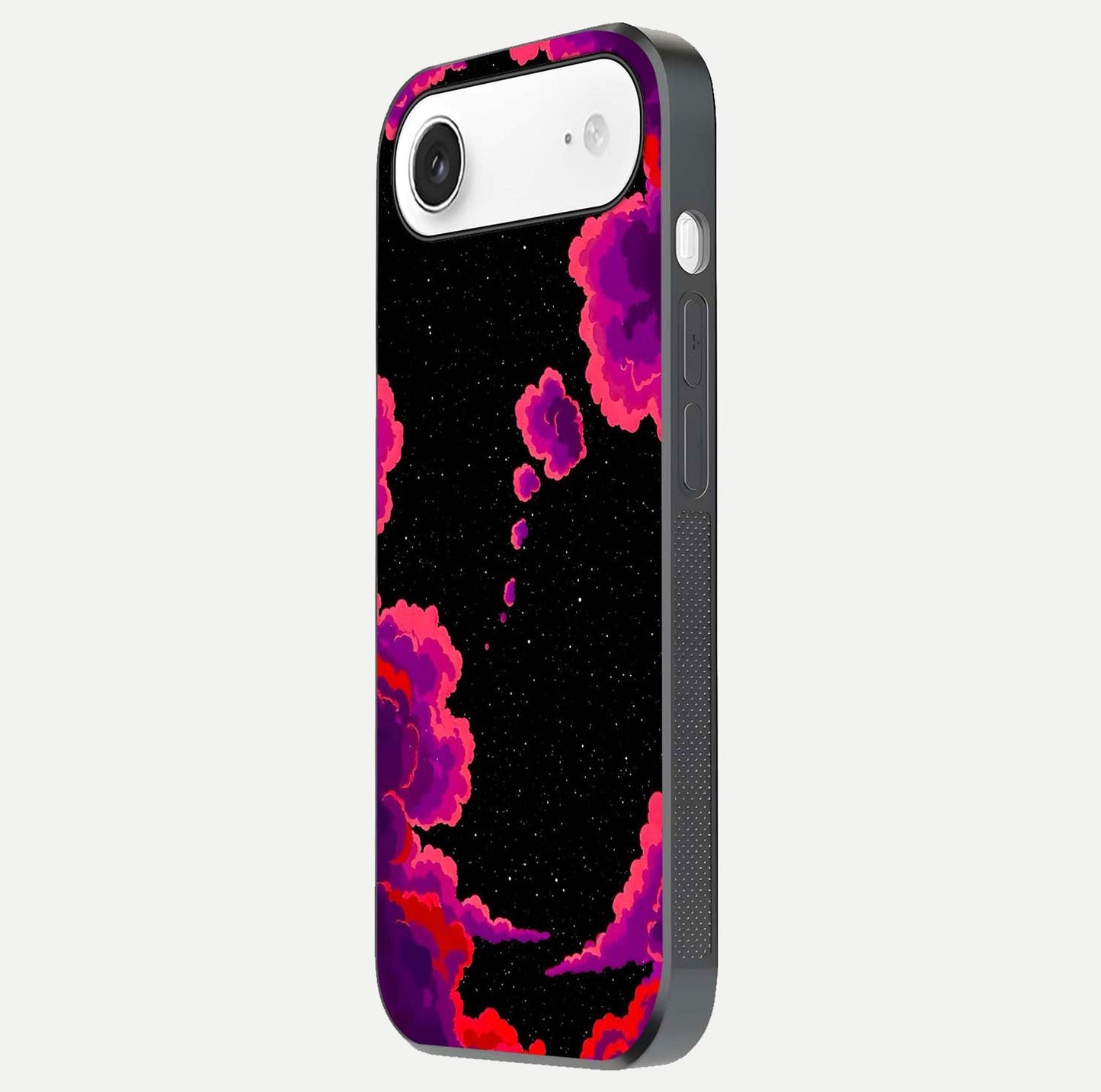 Galaxy Dream Frame Glass Case for iPhone Air  side-angle image showing reflection light and premium finish
