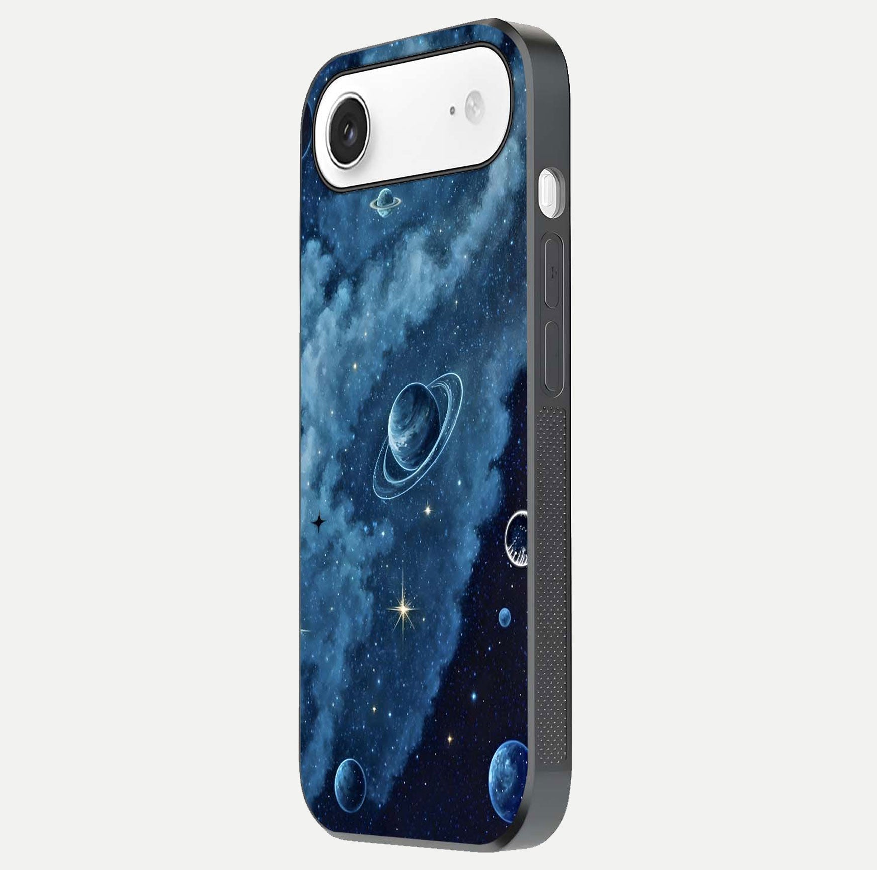 Galaxy Dream Space Glass Case for iPhone Air  side-angle image capturing reflection clarity and galactic texture