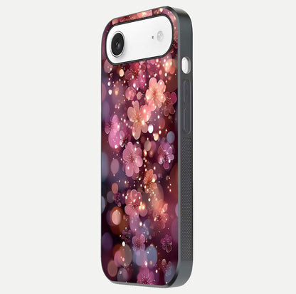 Glowing Petal Bliss Glass Case for iPhone Air  side-angle image showing light reflection and soft floral texture
