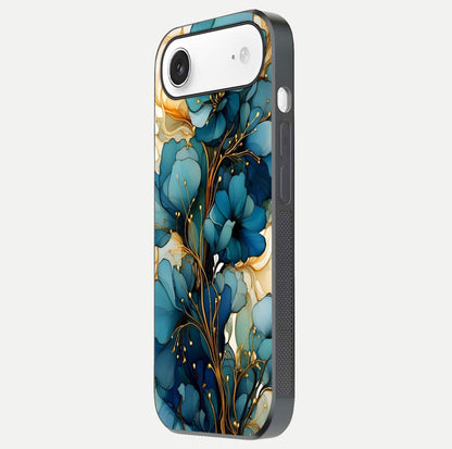 Golden Bloom Symphony Glass Case for iPhone Air  side-angle image showing golden glow, light reflection, and premium surface