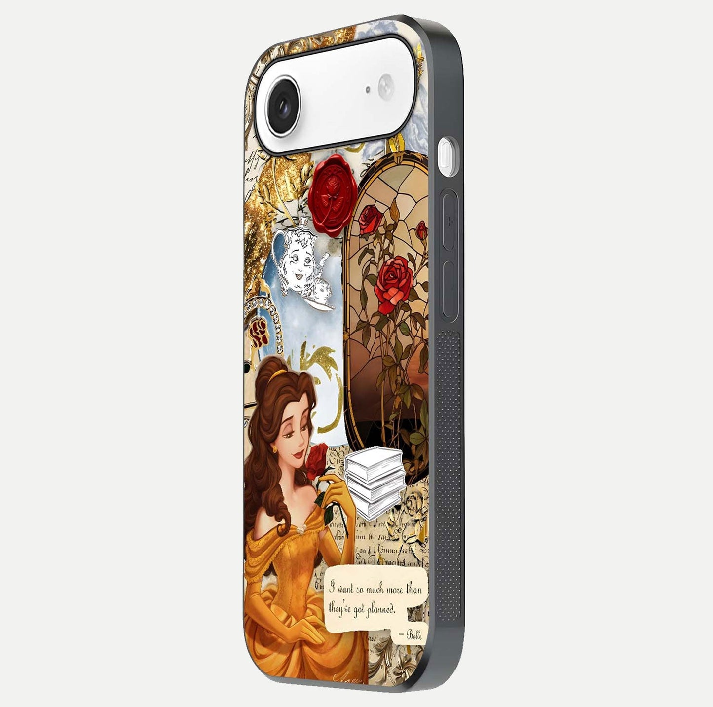 Golden Dream Belle Glass Case for iPhone Air  side-angle image showing reflective edges and premium golden tint
