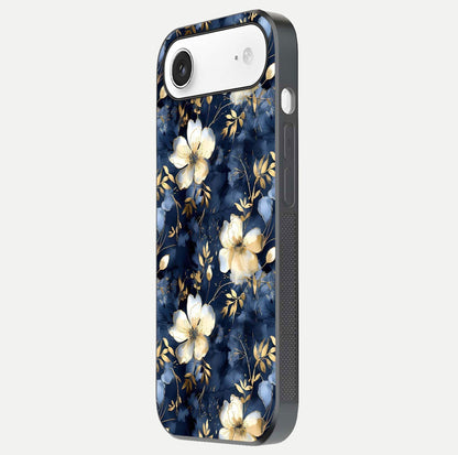 Golden Midnight Bloom Glass Case for iPhone Air  side-angle image showing shine depth and elegant edge design