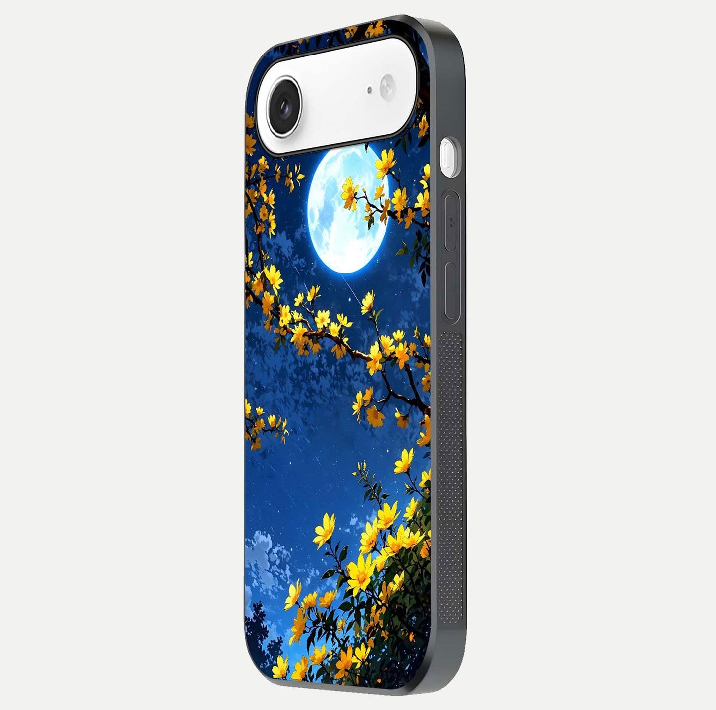 Golden Night Glow Glass Case for iPhone Air  side-angle image showing reflection clarity and elegant golden tone