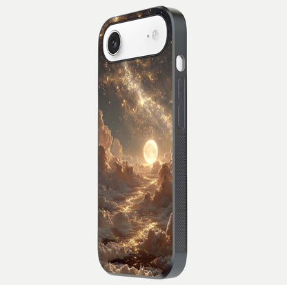 Golden Sky Dream Glass Case for iPhone Air  side-angle image showing reflection shine and smooth surface