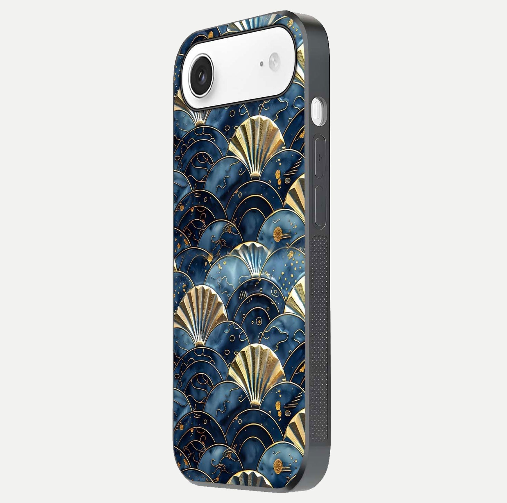 Golden Wave Luxe Glass Case for iPhone Air  side-angle image showing reflection clarity and polished finish