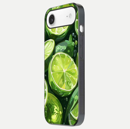 Green Lemon Glass Case for iPhone Air  side-angle image showing reflection glow and juicy color tones