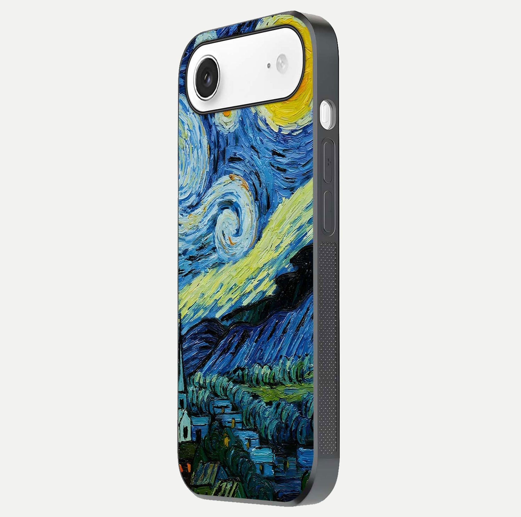 Inspired Van Gogh Art Glass Case for iPhone Air  side-angle image showing reflection brilliance and painted surface look