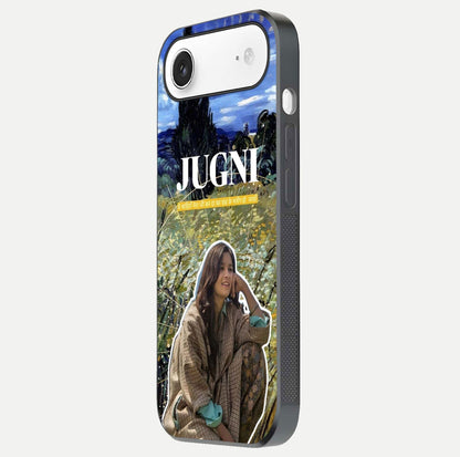 Jugni Soul Vibes Glass Case for iPhone Air  side-angle image with stylish typography and HD finish