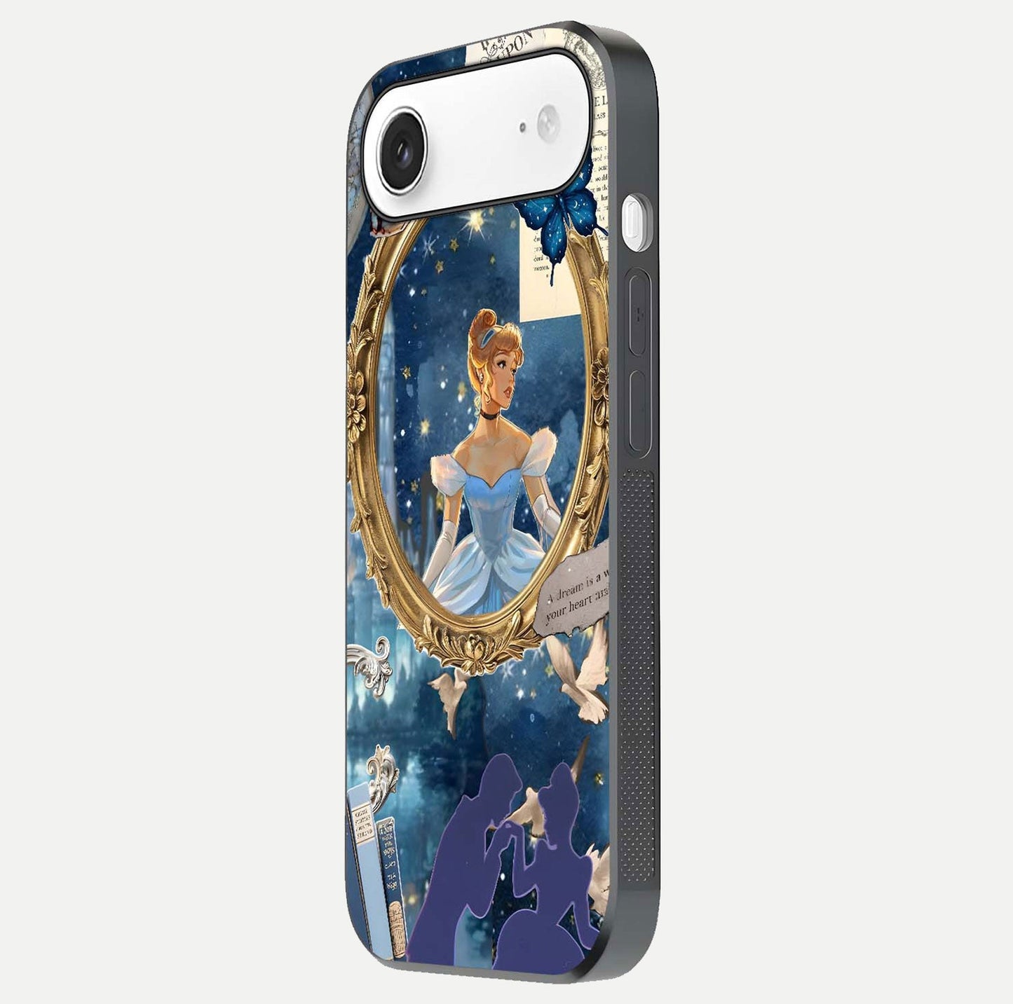 Midnight Queen Glass Case for iPhone Air  side-angle image showing reflection brightness and elegant tone
