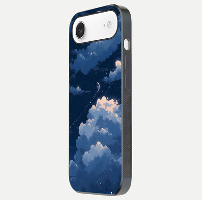 Moon Dream Haze Glass Case for iPhone Air  side-angle image showing HD reflection and moonlight detailing