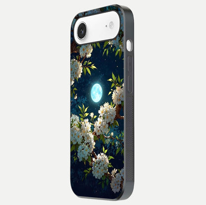 Moonlit Blossom Dream Glass Case for iPhone Air  side-angle image showing shine depth and flower glow