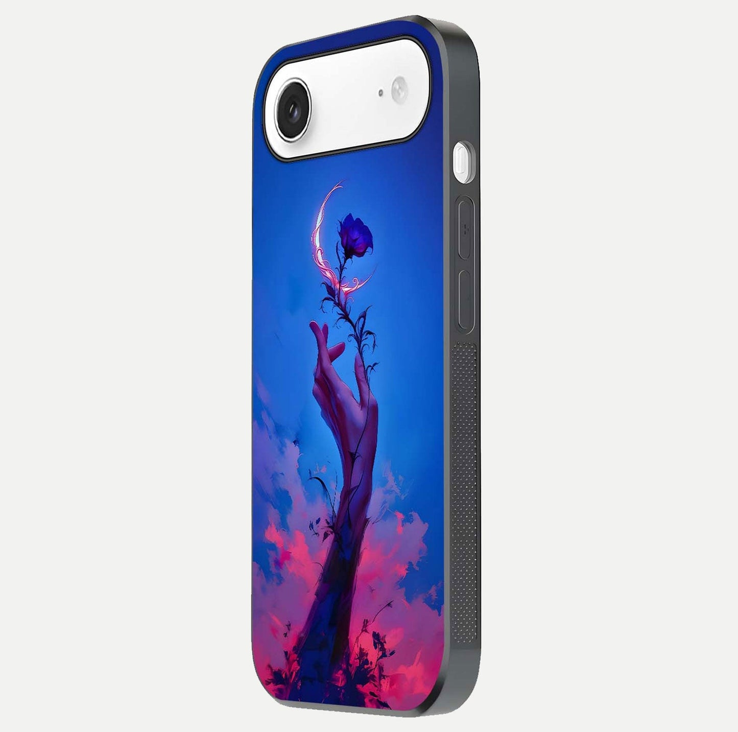 Mystic Hand Glass Case for iPhone Air  side-angle image showing reflection depth and sacred aesthetic