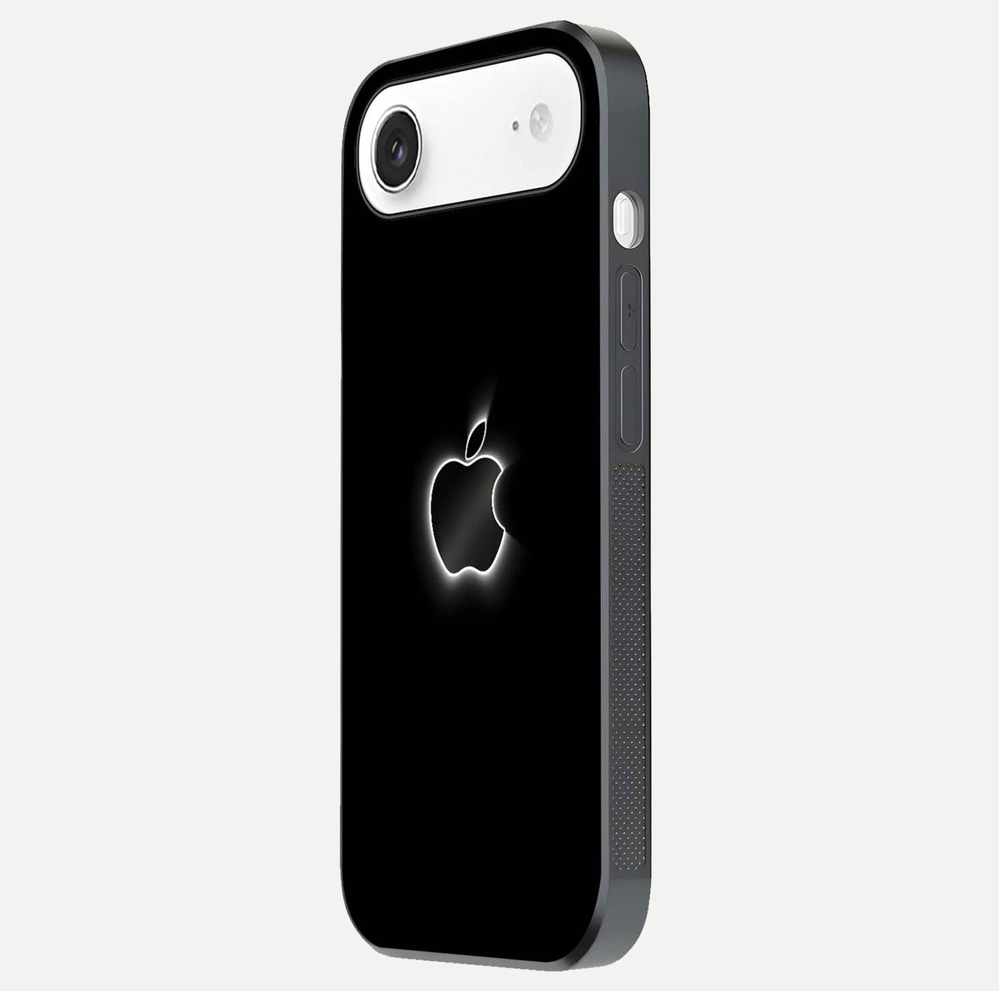 Neon Apple Glow Glass Case for iPhone Air  side-angle image showing light reflection and glow effect
