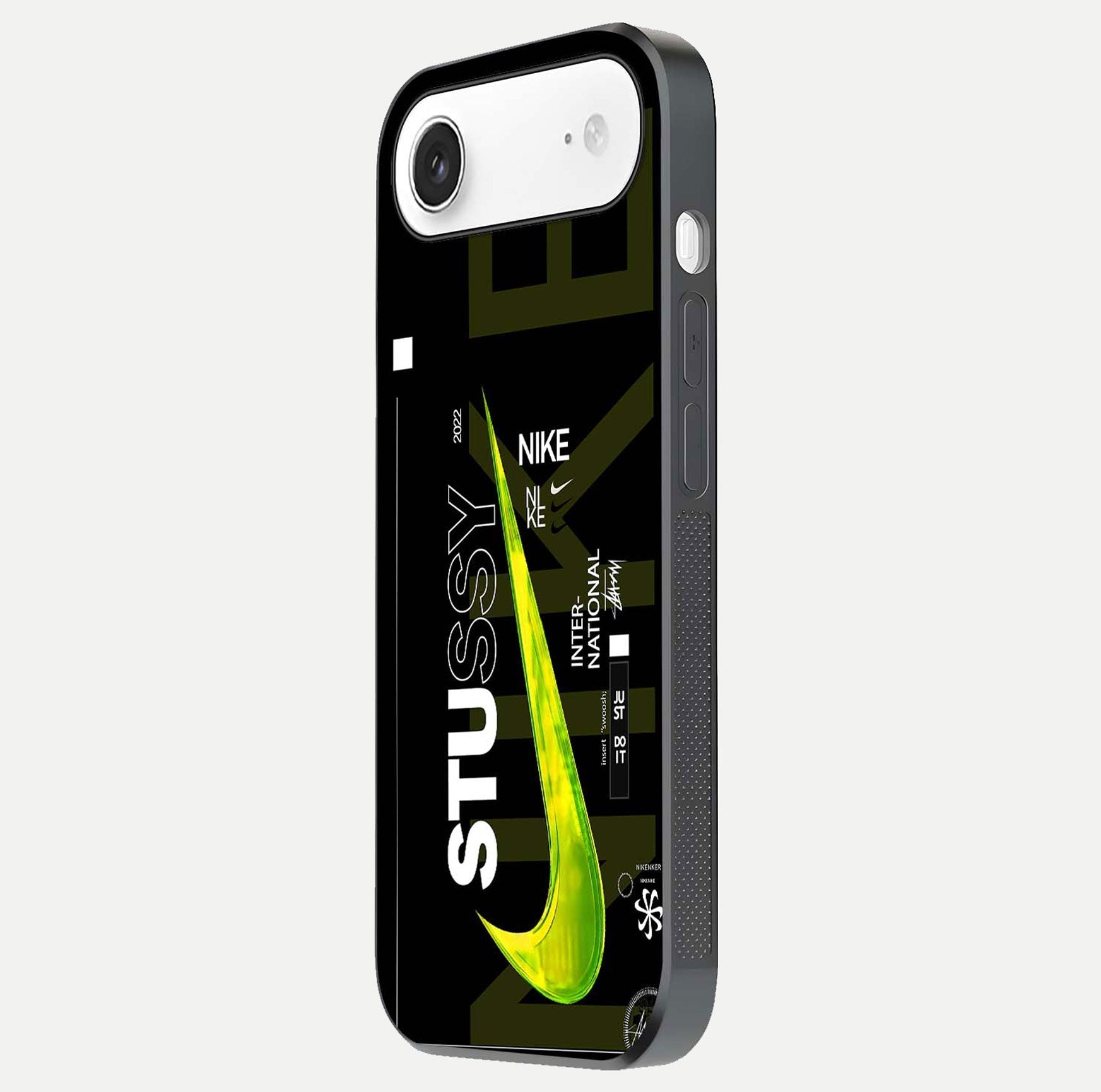 Neon Street Edition Glass Case for iPhone Air  side-angle image showing reflection depth and modern tones