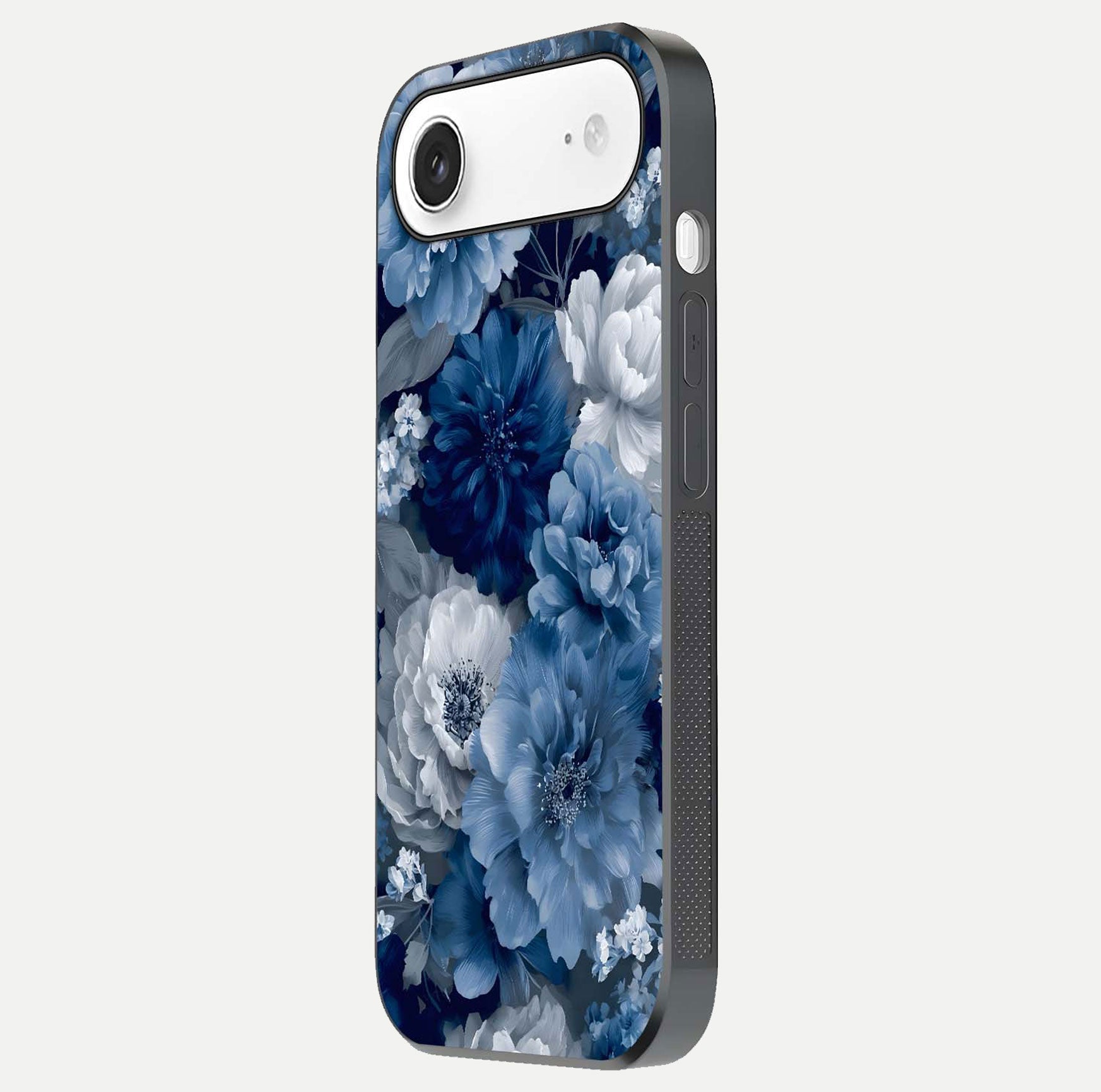 Royal Bloom Garden Glass Case for iPhone Air  side-angle image showing floral pattern, edges, and reflection
