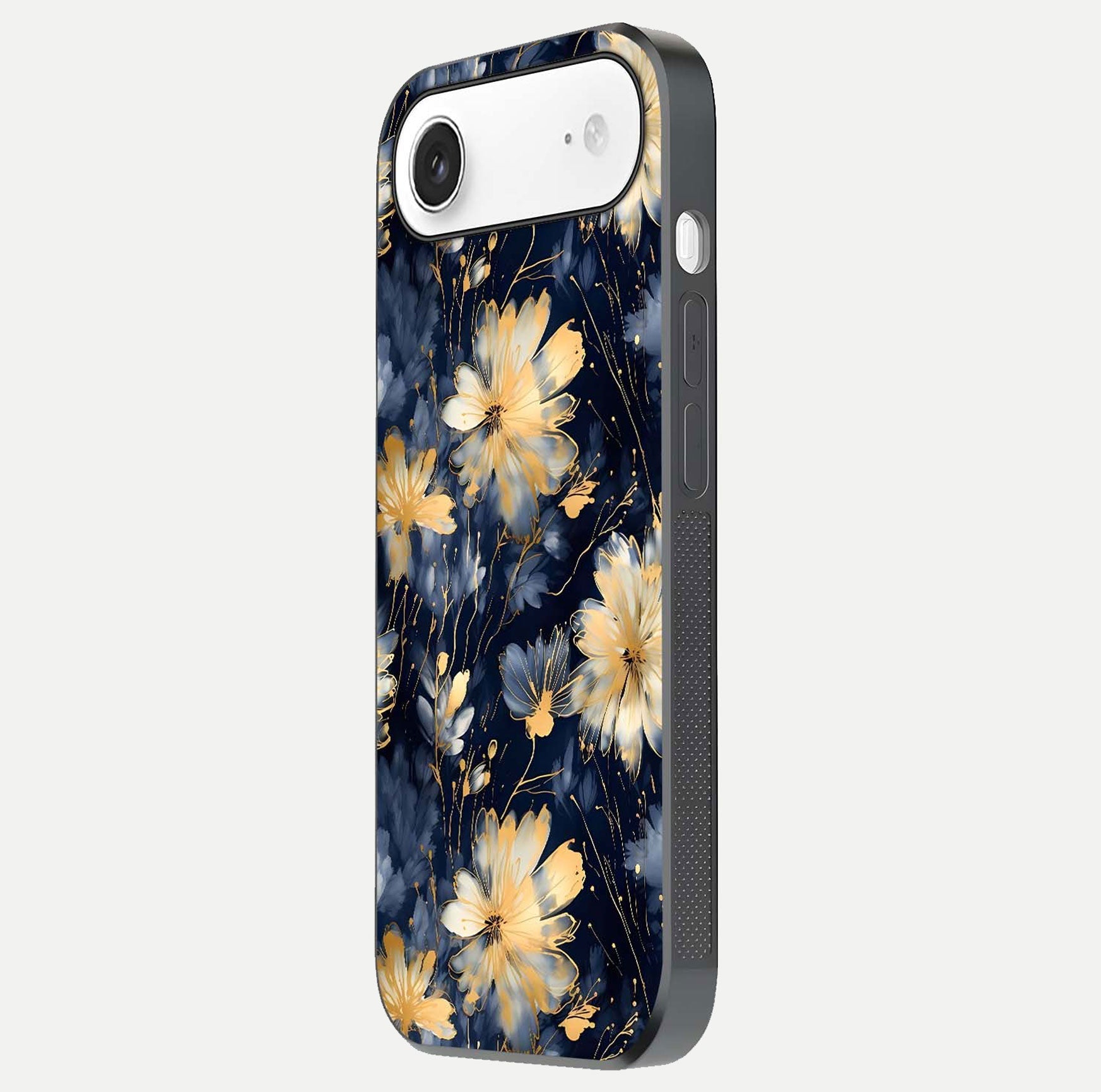 Royal Petal Dream Glass Case for iPhone Air  side-angle image showing smooth edges and royal bloom details