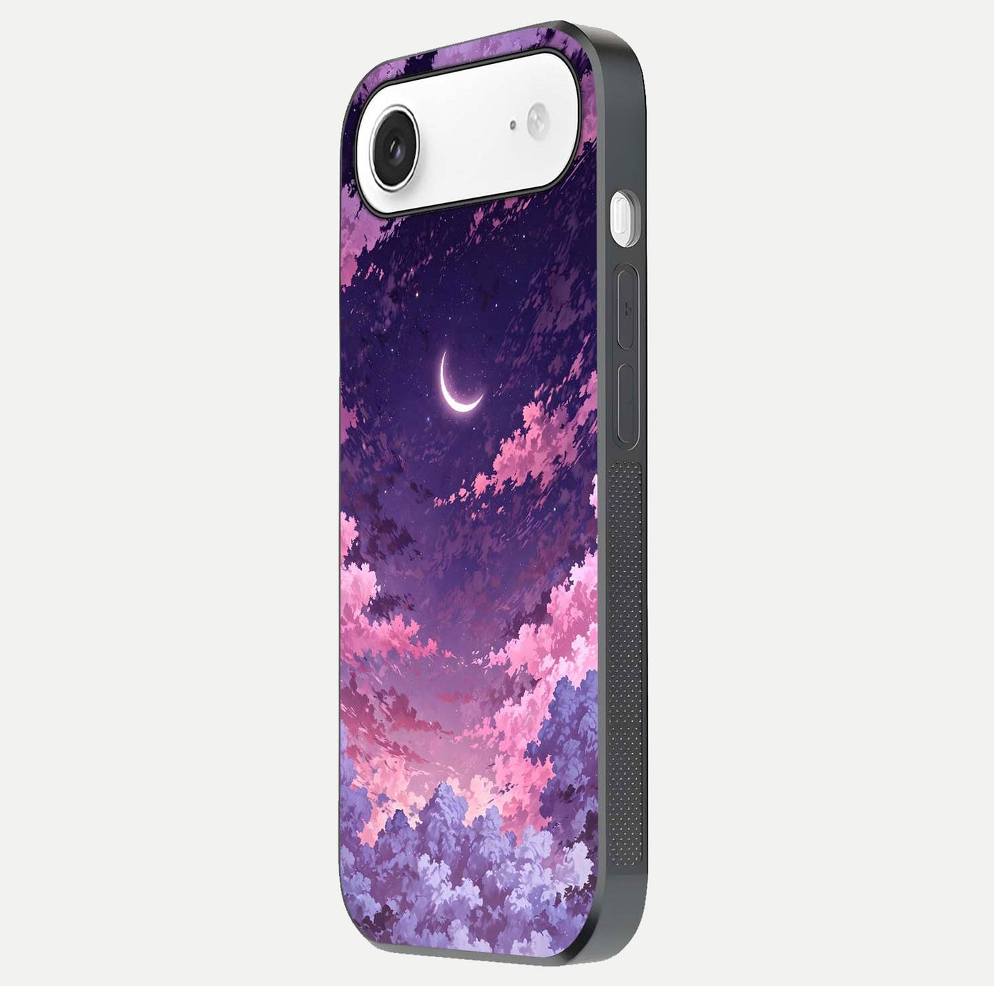 Sky Drift Clouds Glass Case for iPhone Air  side-angle image showing reflection, blue tones, and soft gradient