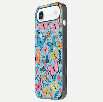 Spring Wing Garden Glass Case for iPhone Air  side-angle image showing shine, color, and pattern depth