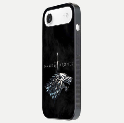 Throne Wolf Legacy Glass Case for iPhone Air  side-angle image showing gloss, texture, and HD print