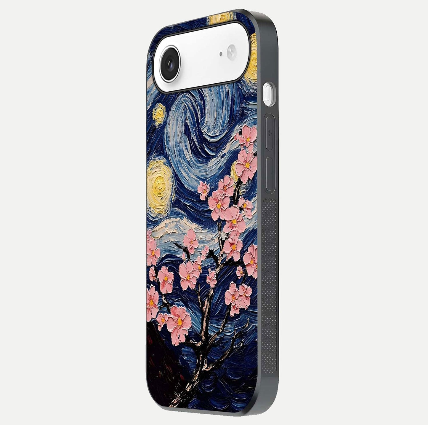 Van Gogh Scenery Glass Case for iPhone Air  side-angle image showing shine, gloss, and scenic color palette