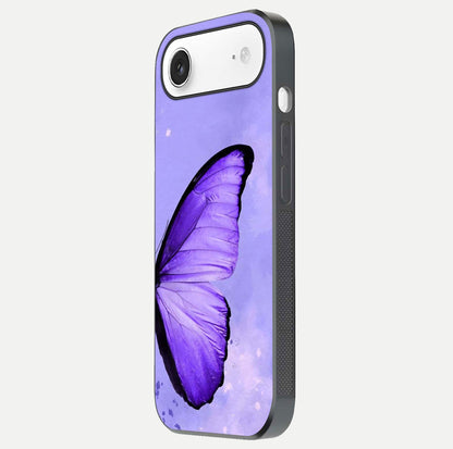 Violet Dream Wing Glass Case for iPhone Air  side-angle image showing gloss, shine, and violet gradient
