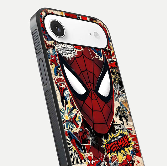 Aesthetic Wonder Spider Glass Case for iPhone Air  angled close-up highlighting spider web detail and vibrant color gloss