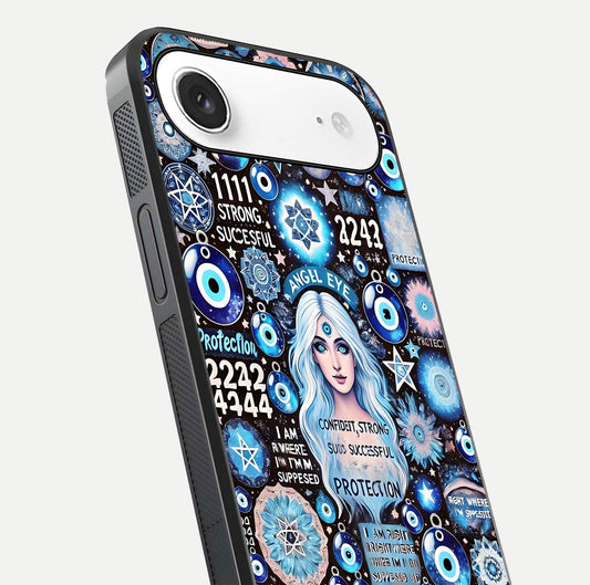 Angel Aura Shield Glass Case for iPhone Air  close-up view capturing aura glow, metallic tones, and shine texture