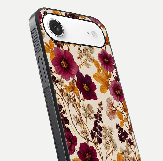 Autumn Wine Bloom Glass Case for iPhone Air  close-up highlighting petal detail and gloss reflection