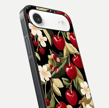 Bloom Thread Art Glass Case for iPhone Air  close-up view highlighting fine line details and glossy shine
