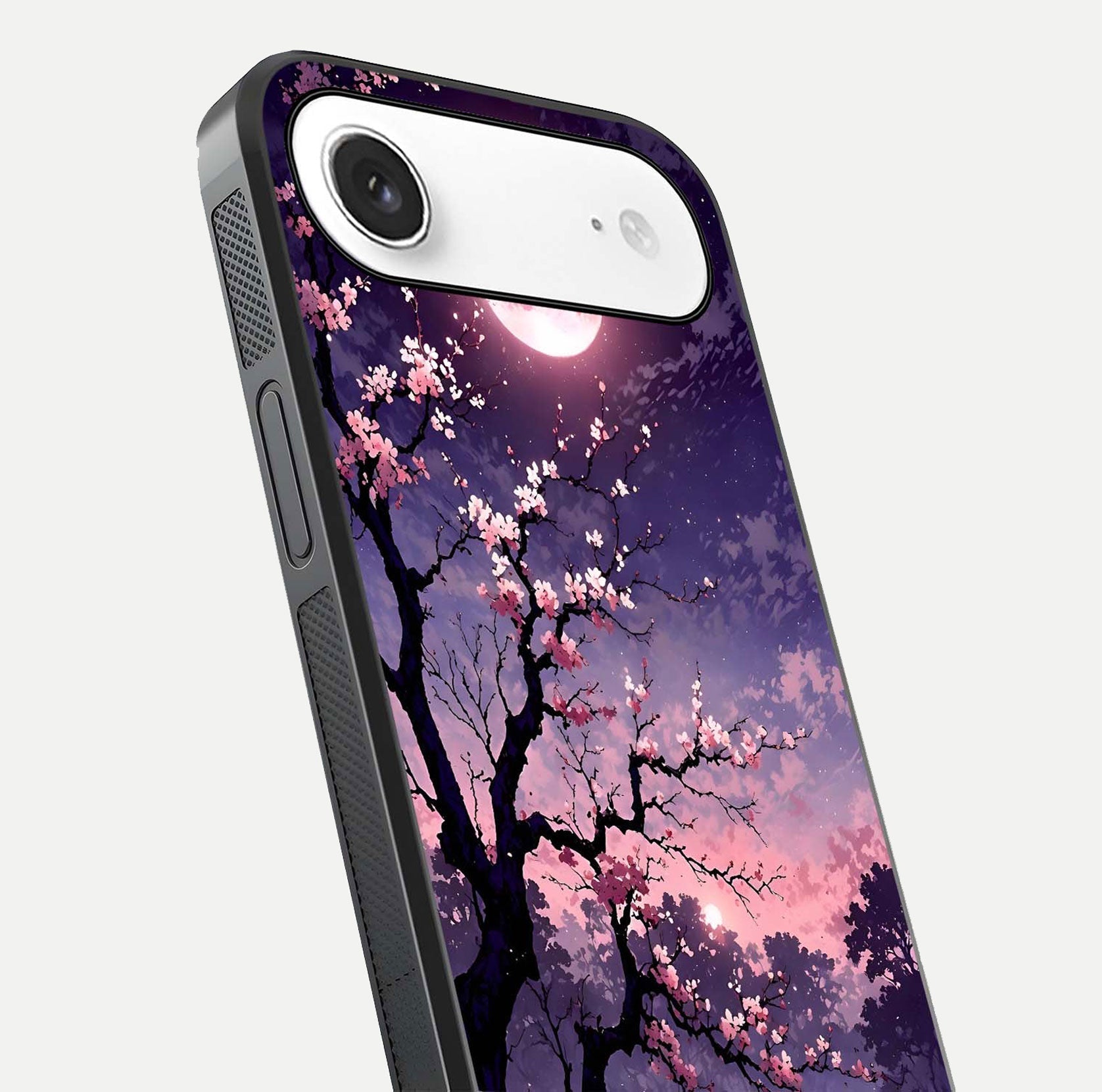 Blossom Pink Moon Glass Case for iPhone Air  close-up shot showing pink tones, moon highlight, and reflection gloss