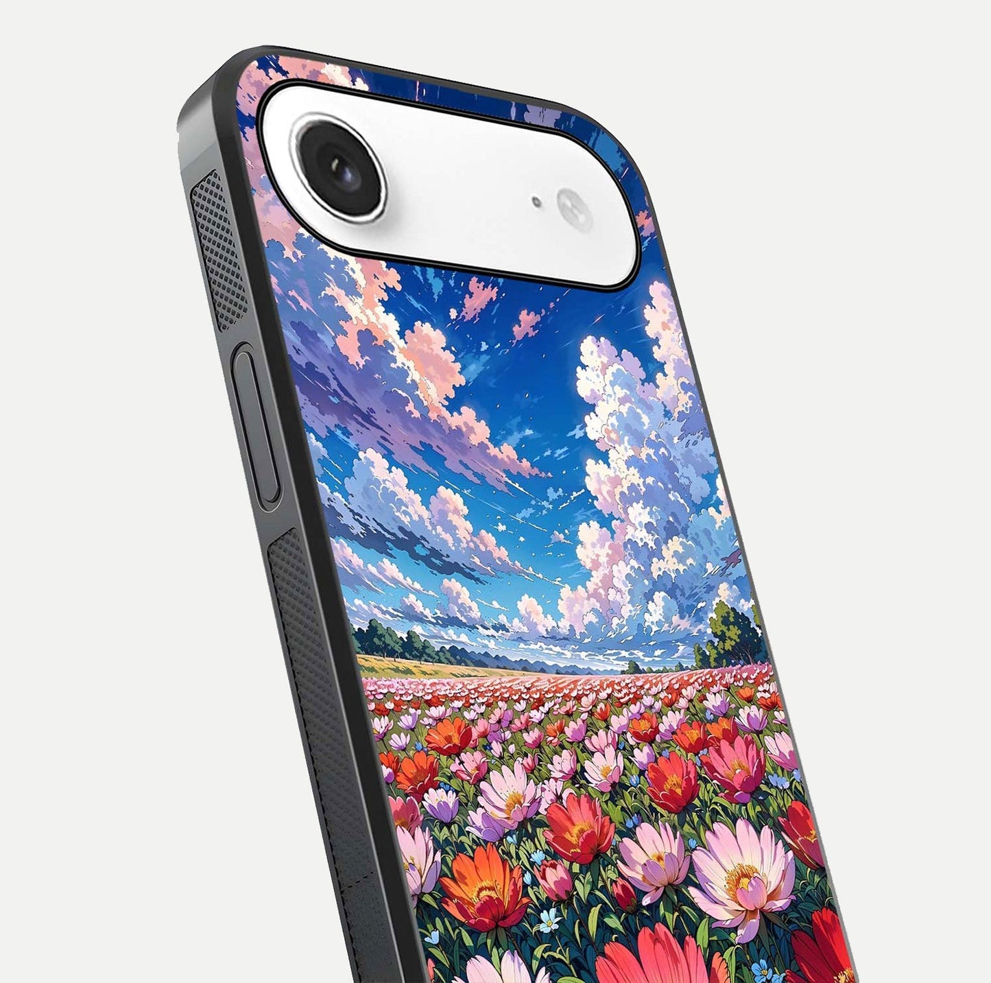 Blossom Sky Field Glass Case for iPhone Air  close-up image showing petal patterns and subtle sky gradient