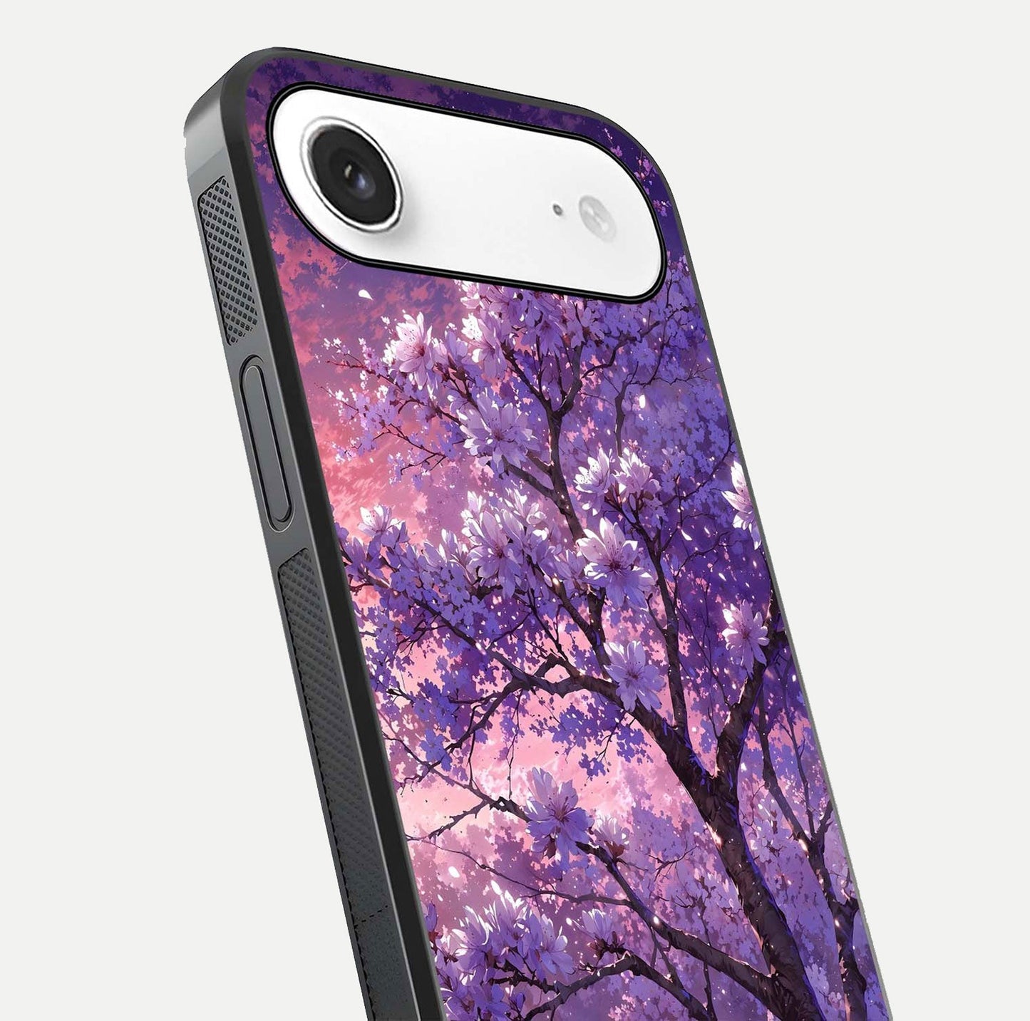 Blossom Tree Glass Case for iPhone Air  close-up image highlighting tree branches, blossoms, and shine