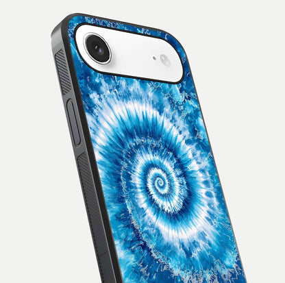 Blue Galaxy Wave Glass Case for iPhone Air  close-up highlighting fluid wave motion and deep-blue reflection