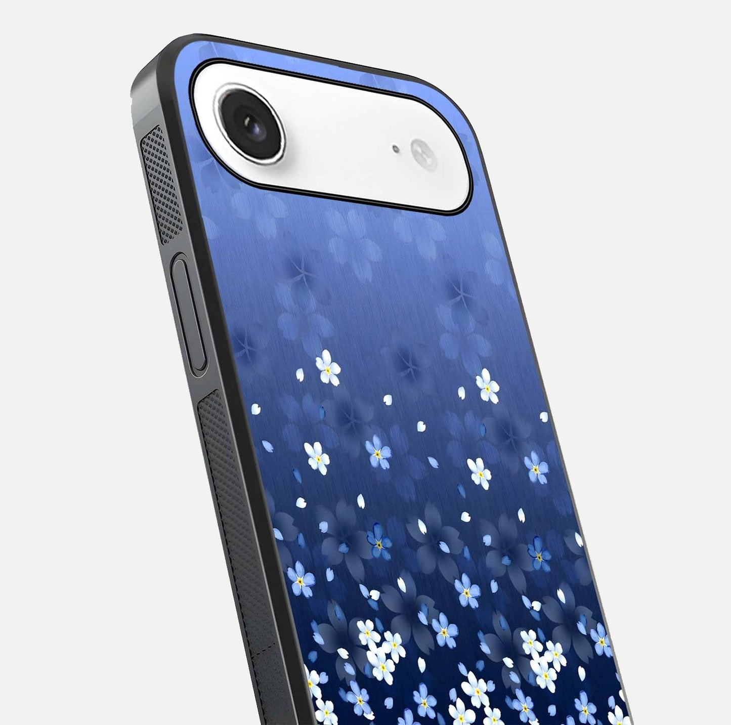 Blue Starry Glass Case for iPhone Air  close-up image highlighting sparkle details and midnight blue gradient