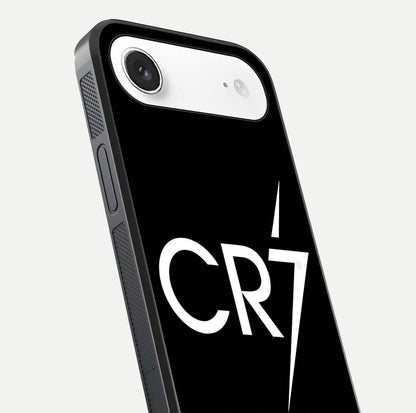 CR7 Elite Strike Glass Case for iPhone Air  close-up highlighting CR7 artwork and shine reflection