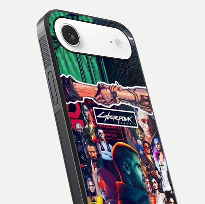 CYBERPUNK Legacy Glass Case for iPhone Air  close-up highlighting circuit texture and reflection tone