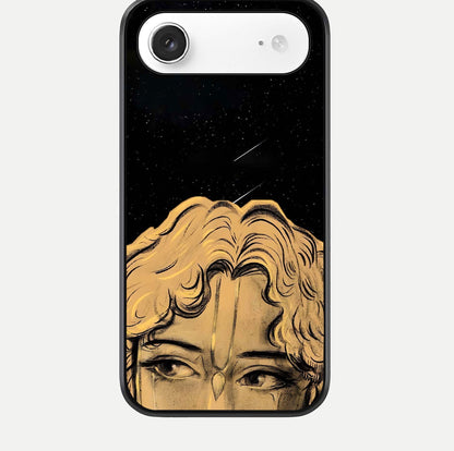 Celestial God’s Plan Glass Case for iPhone Air  close-up angled shot highlighting celestial details and reflection