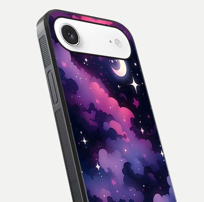 Celestial Moon Magic Glass Case for iPhone Air  close-up view highlighting moon crater detail and glass shine