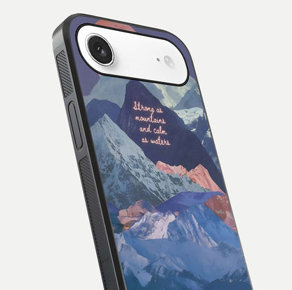 Celestial Mountain Calm Glass Case for iPhone Air  close-up showing peak reflection and HD gloss texture