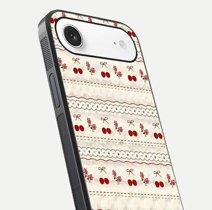 Cherry Bloom Charm Glass Case for iPhone Air  close-up showing pink petals and reflection detail