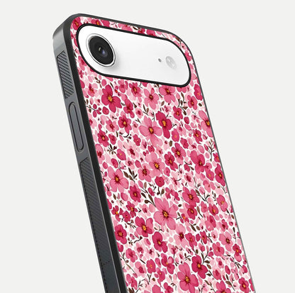 Cherry Blossom Charm Glass Case for iPhone Air  close-up highlighting petal gradient and reflection shine