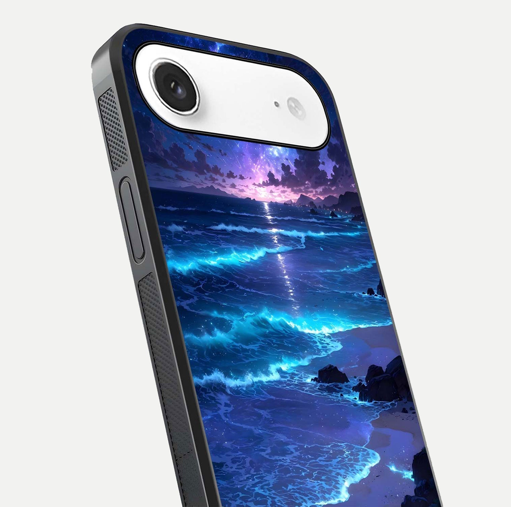 Classic Damn Look Glass Case for iPhone Air  close-up highlighting quote text and reflection shine