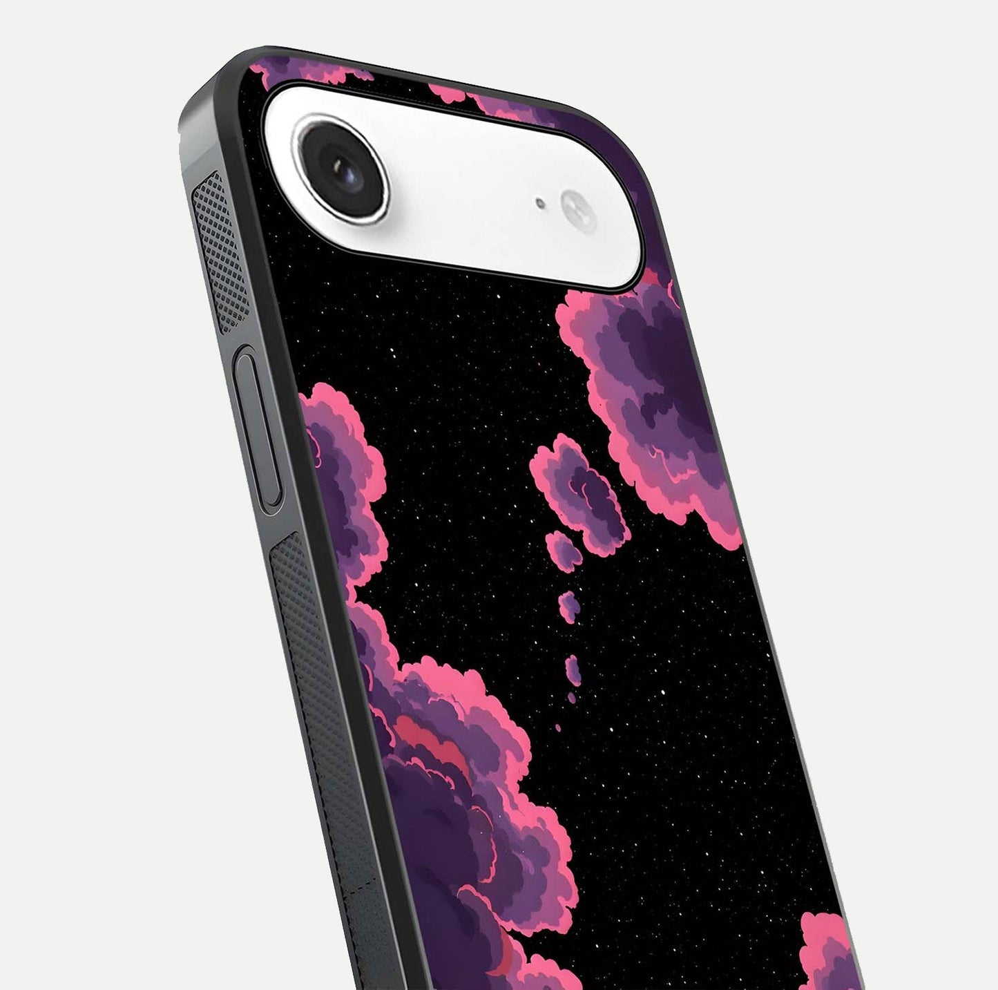 Cosmic Cloud Journey Glass Case for iPhone Air  close-up highlighting star clusters and reflection texture