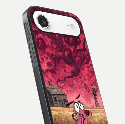 Courage Under Sky Glass Case for iPhone Air  close-up highlighting typography and HD reflection