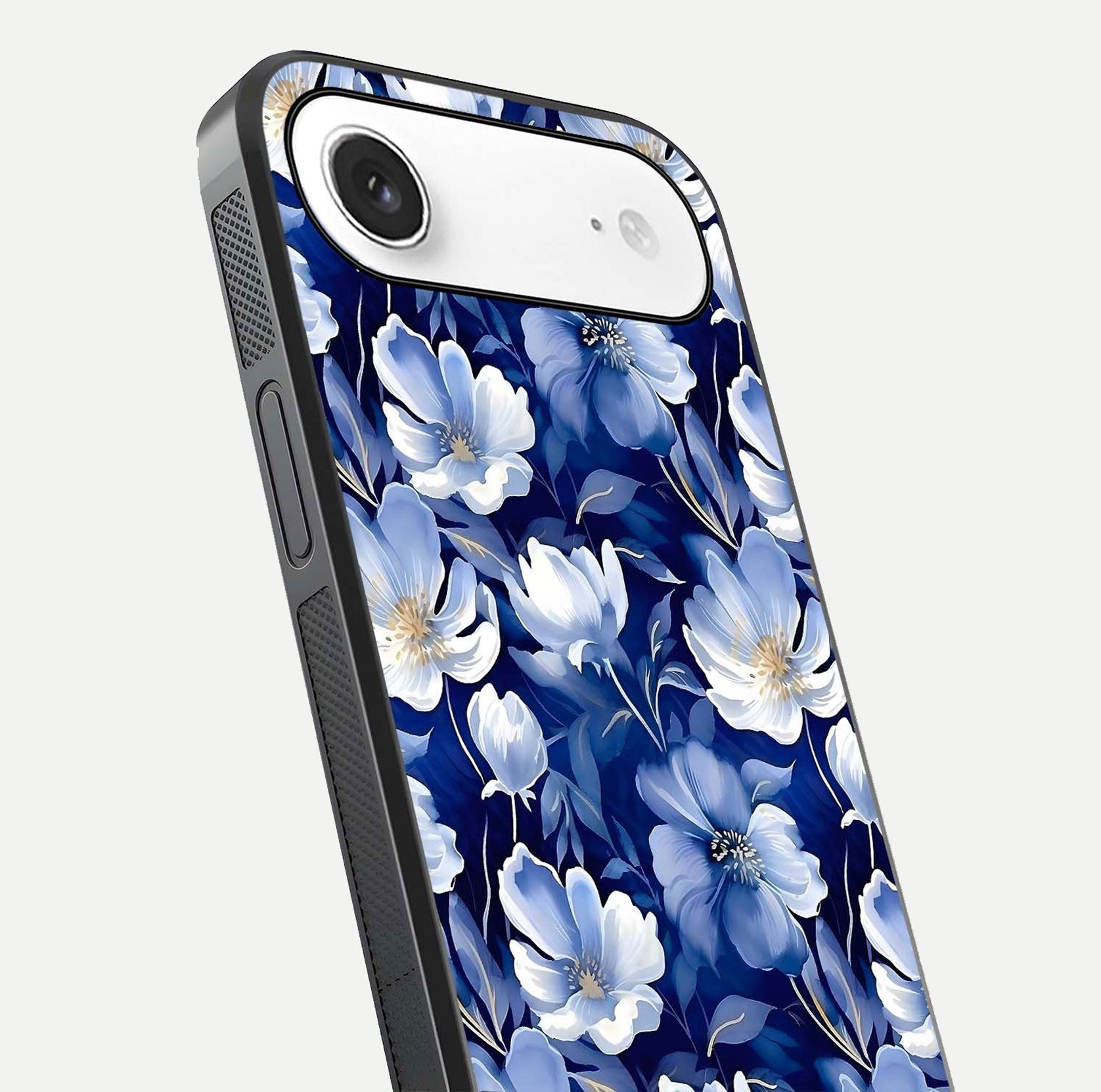 Cute Floral Patterns Glass Case for iPhone Air  close-up highlighting flowers and gloss reflection