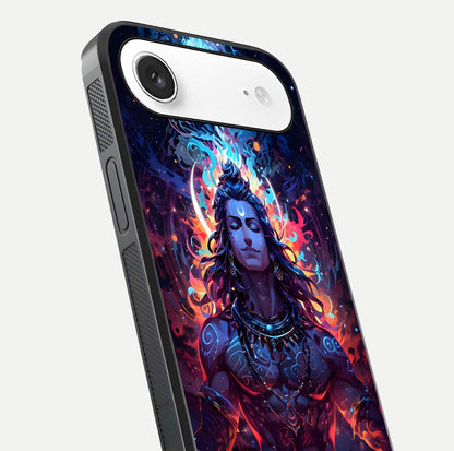 Divine Fire Shiv Glass Case for iPhone Air  close-up highlighting divine detailing and reflection depth